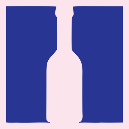 Figure Ground Illusion Wine Bottle Logo #fce4ec/#283593
