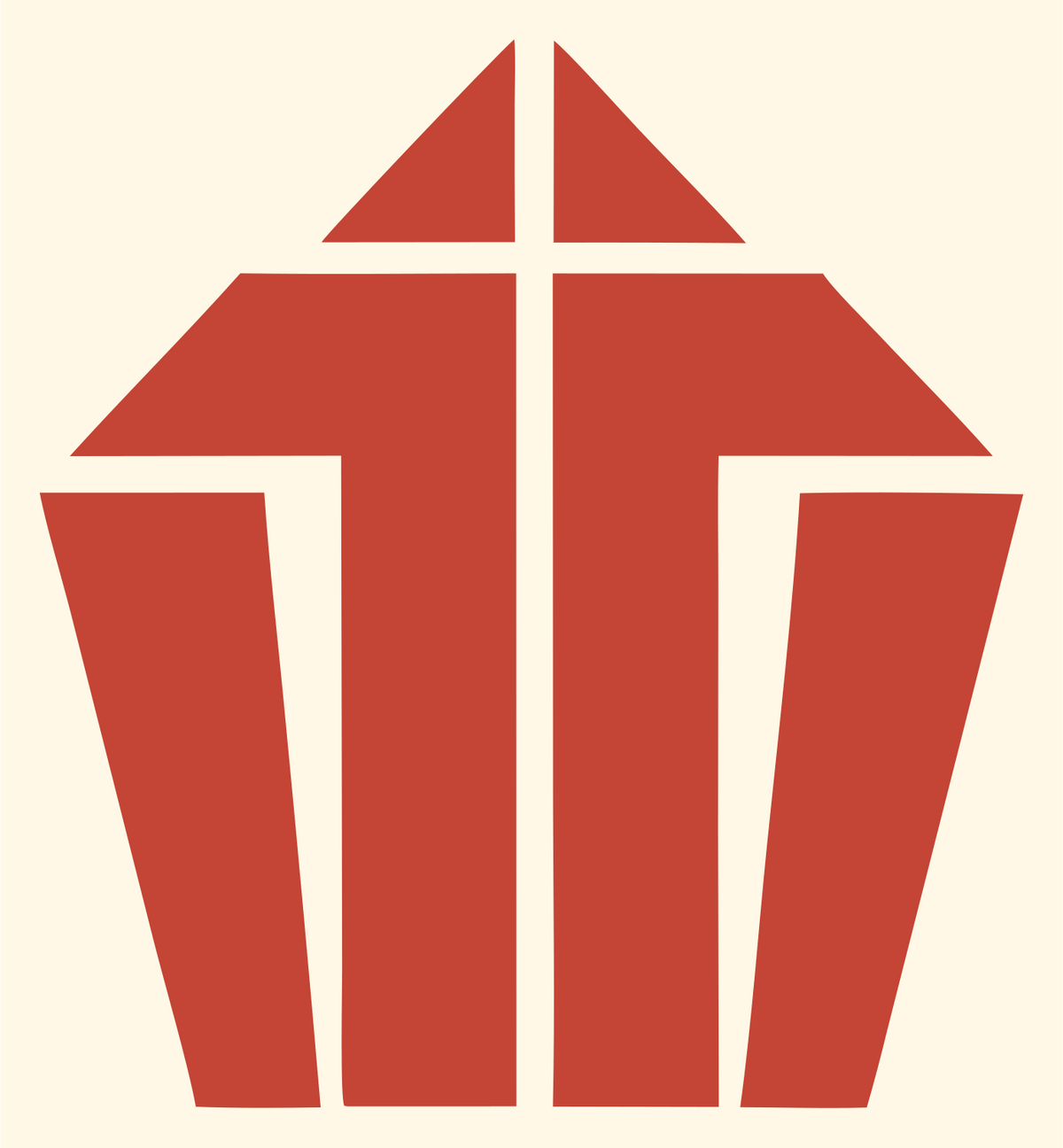 Brutalist Block Structure Cupcake Mark #fff8e7/#c44536