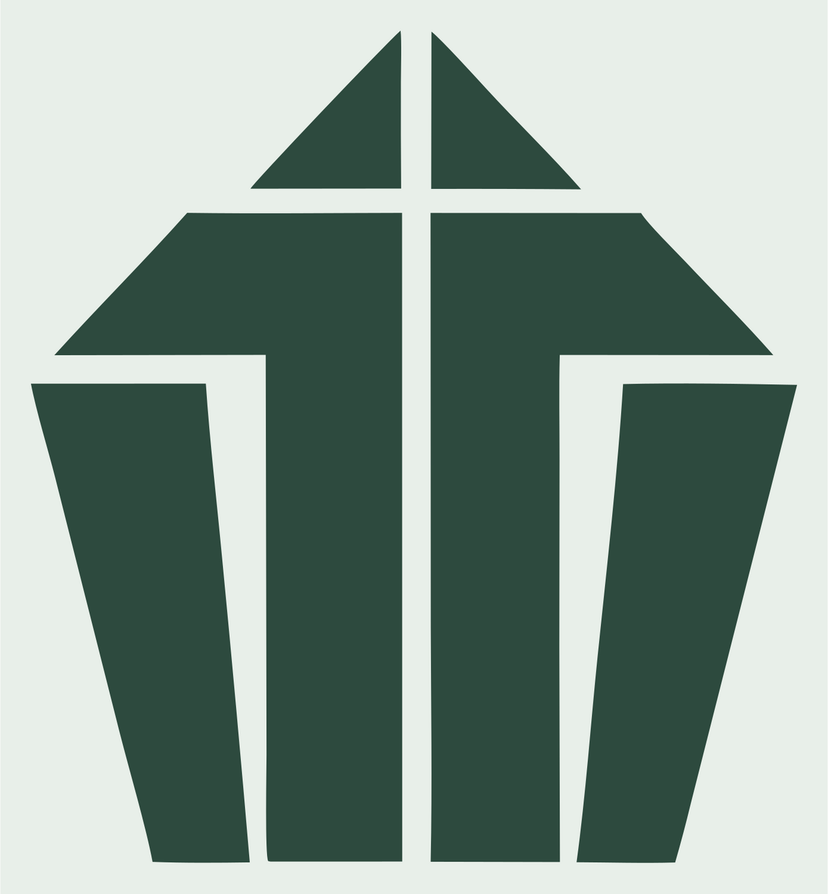 Brutalist Block Structure Cupcake Mark #e8efe9/#2d4a3e
