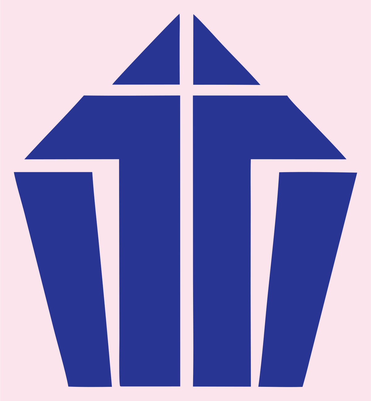 Brutalist Block Structure Cupcake Mark #fce4ec/#283593