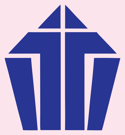 Brutalist Block Structure Cupcake Mark #fce4ec/#283593