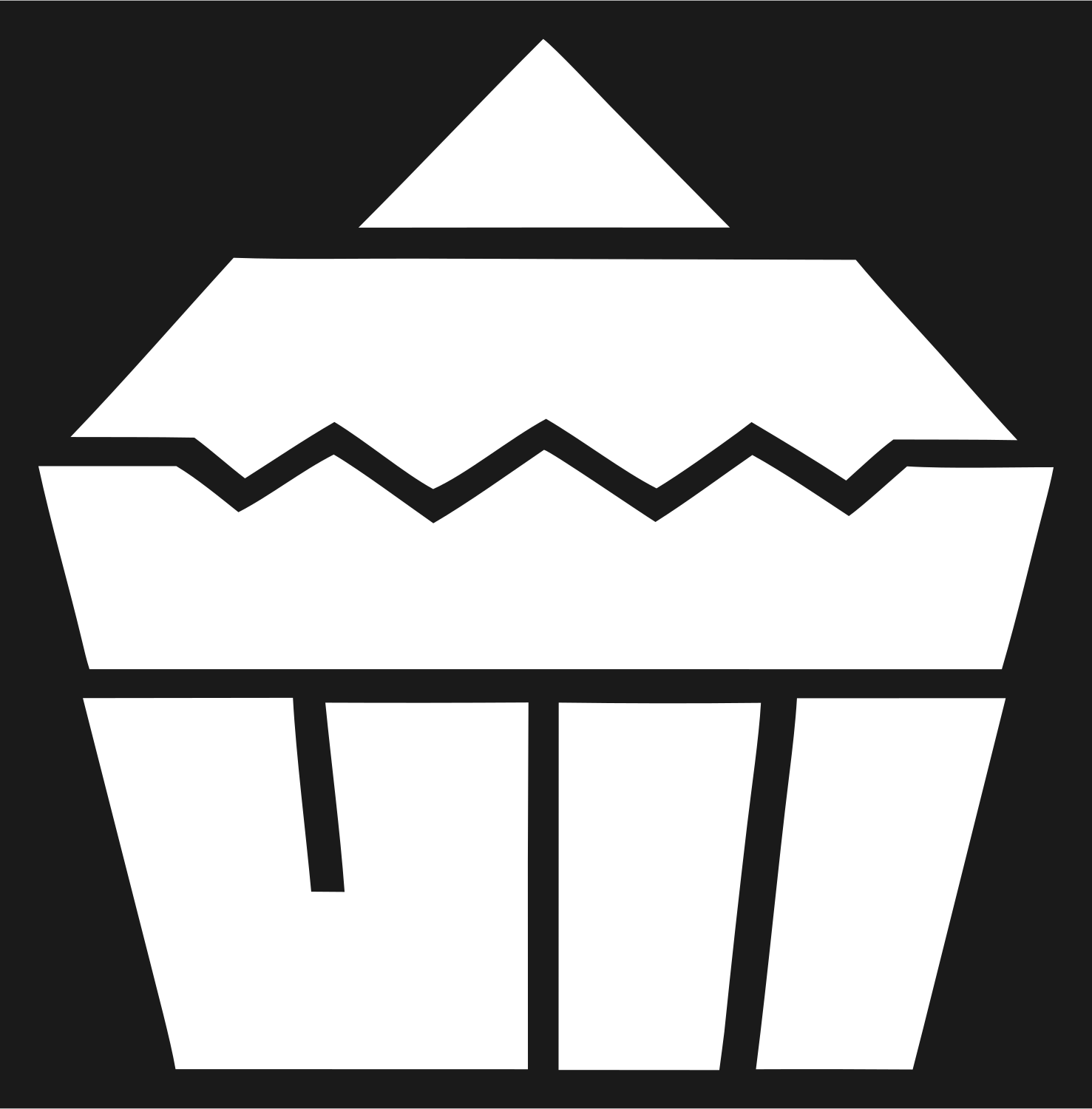 Brutalist Zigzag Frosted Cupcake Badge #1a1a1a/#ffffff