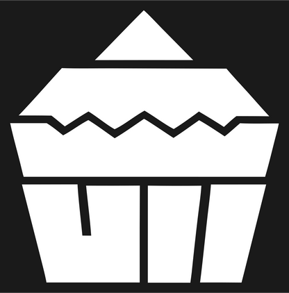 Brutalist Zigzag Frosted Cupcake Badge #1a1a1a/#ffffff