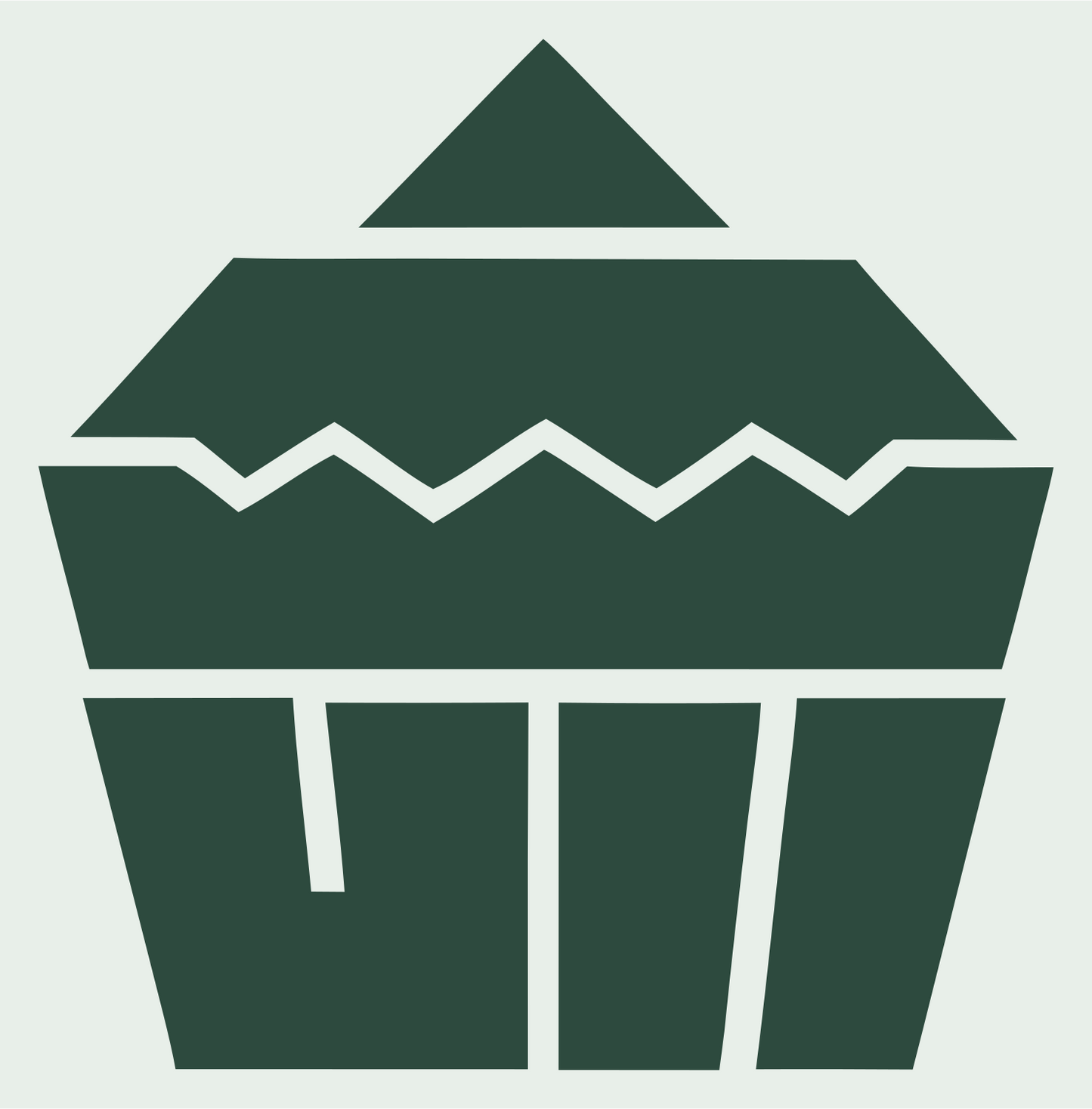 Brutalist Zigzag Frosted Cupcake Badge #e8efe9/#2d4a3e
