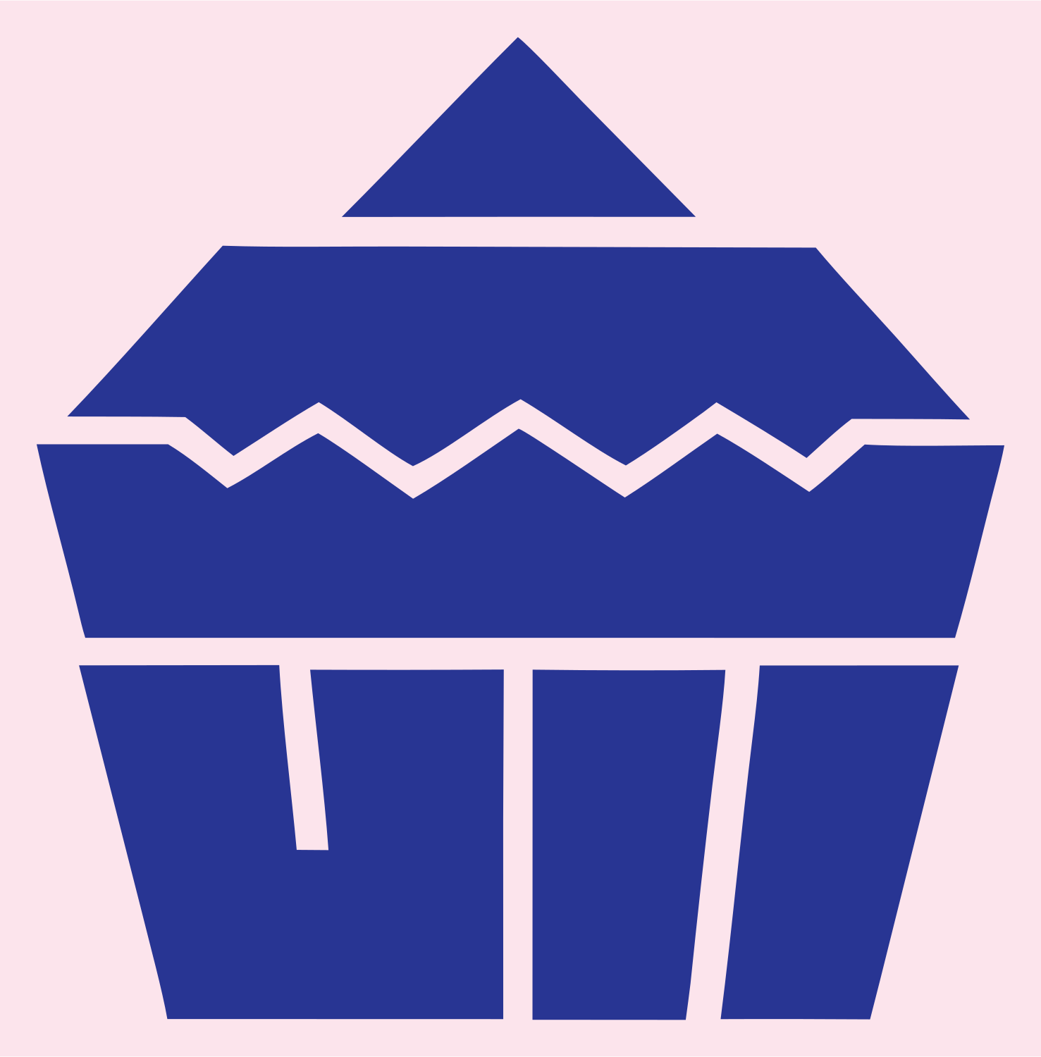 Brutalist Zigzag Frosted Cupcake Badge #fce4ec/#283593