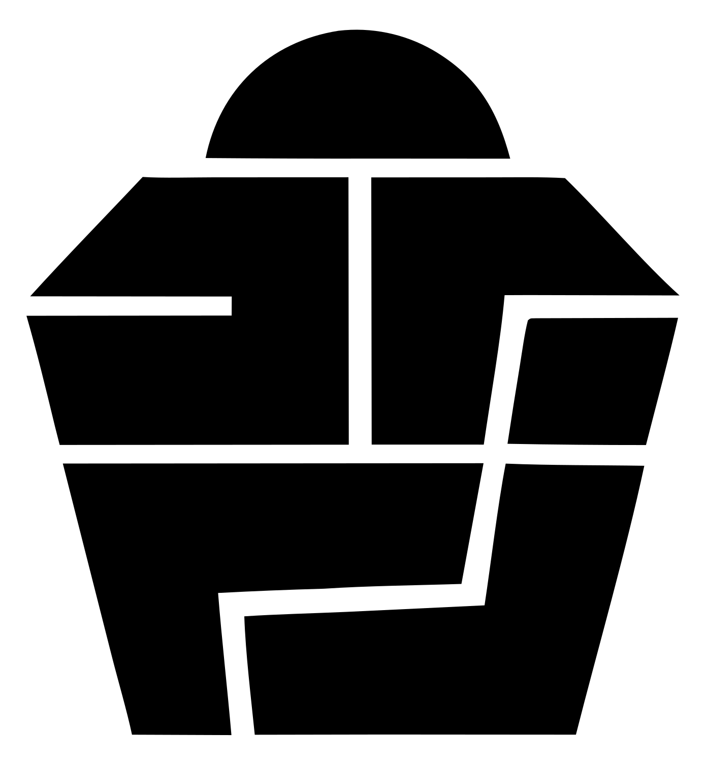 Brutalist Segmented Dome Cupcake Emblem #ffffff/#000000