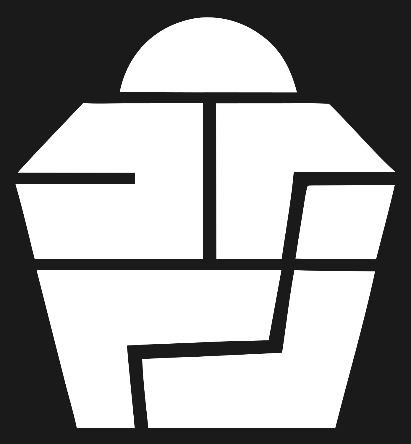 Brutalist Segmented Dome Cupcake Emblem #1a1a1a/#ffffff