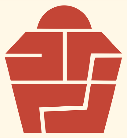 Brutalist Segmented Dome Cupcake Emblem #fff8e7/#c44536