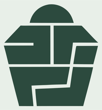 Brutalist Segmented Dome Cupcake Emblem #e8efe9/#2d4a3e