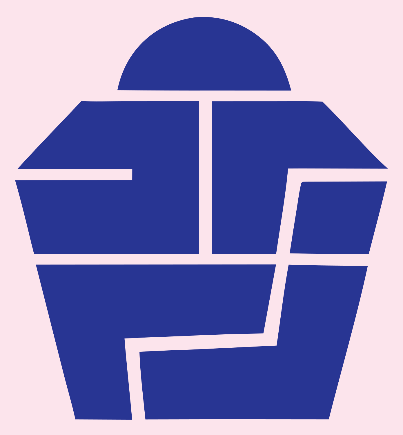 Brutalist Segmented Dome Cupcake Emblem #fce4ec/#283593