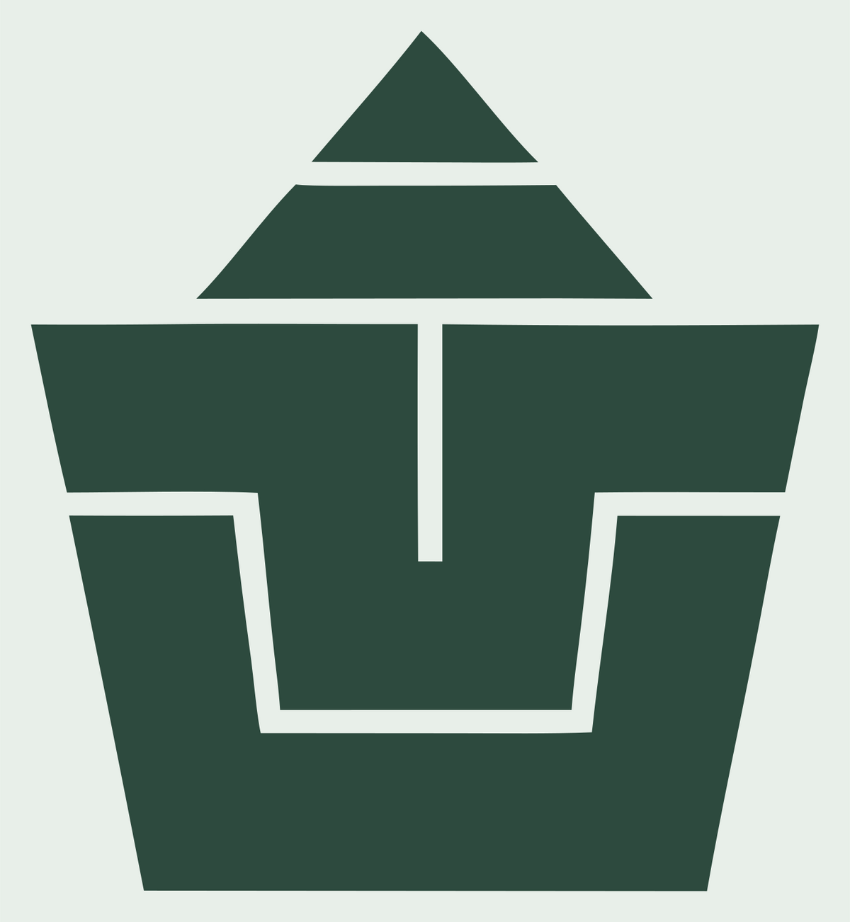 Brutalist Stacked Pyramid Cupcake Logo #e8efe9/#2d4a3e