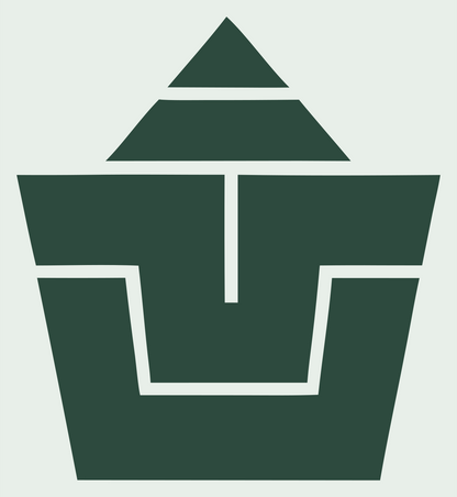 Brutalist Stacked Pyramid Cupcake Logo #e8efe9/#2d4a3e