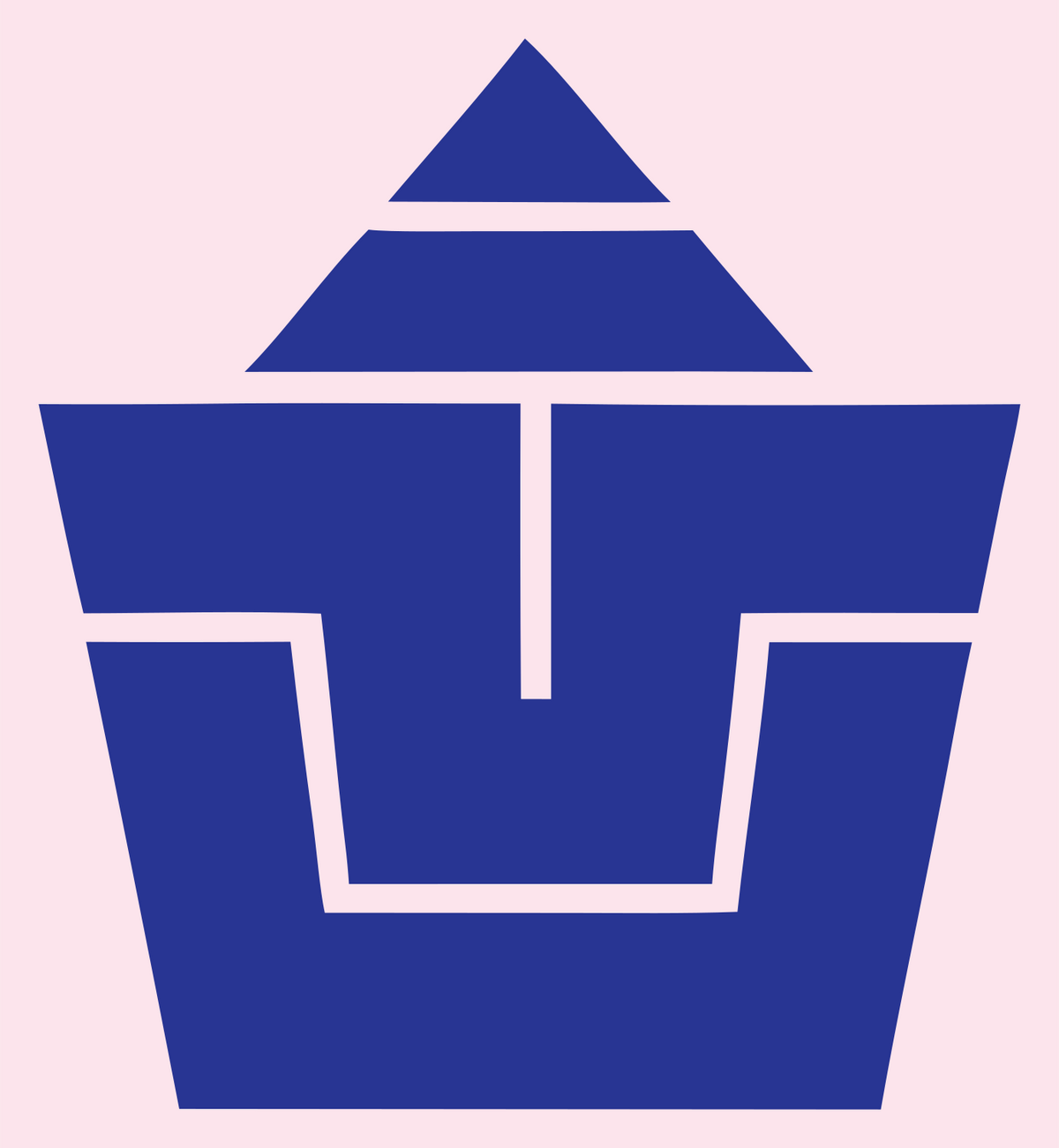Brutalist Stacked Pyramid Cupcake Logo #fce4ec/#283593