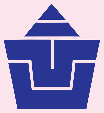 Brutalist Stacked Pyramid Cupcake Logo #fce4ec/#283593