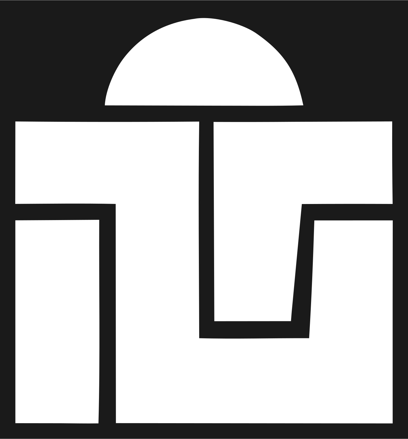 Brutalist Flat Top Domed Cupcake Mark #1a1a1a/#ffffff