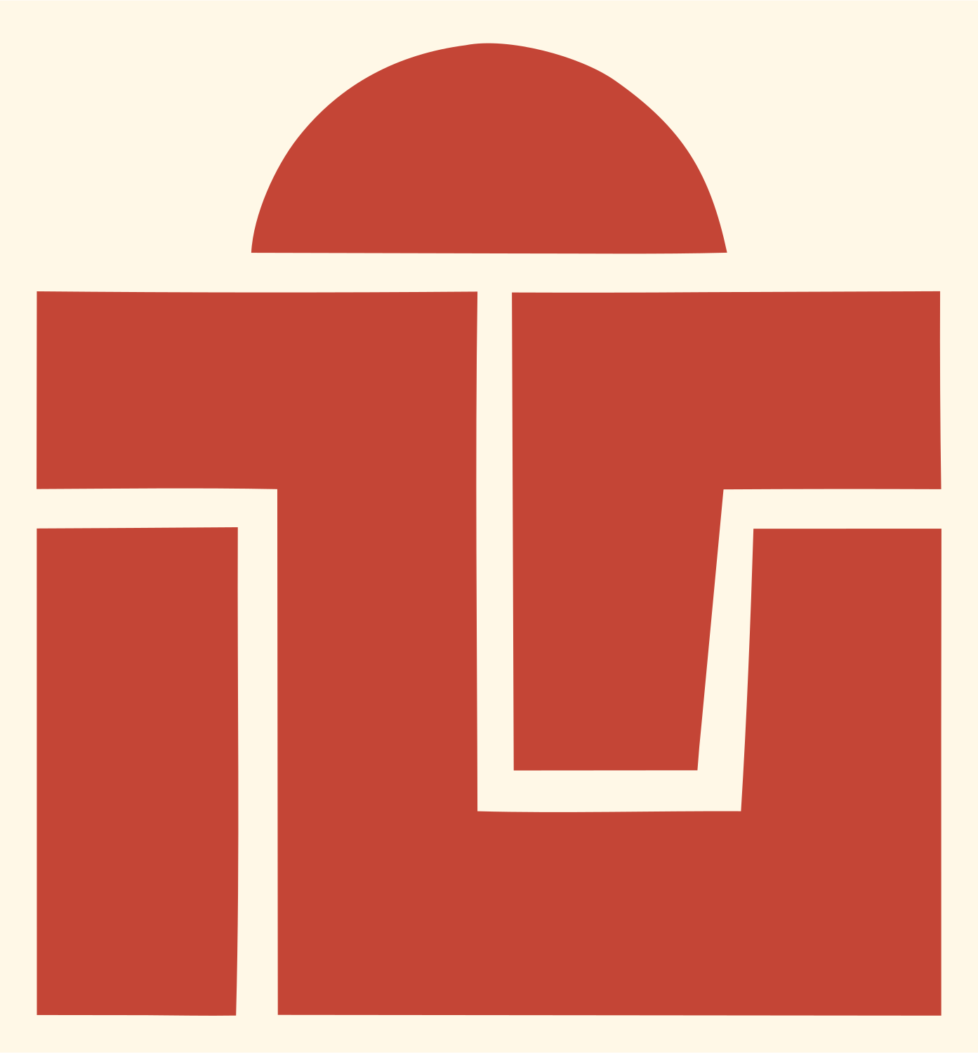 Brutalist Flat Top Domed Cupcake Mark #fff8e7/#c44536
