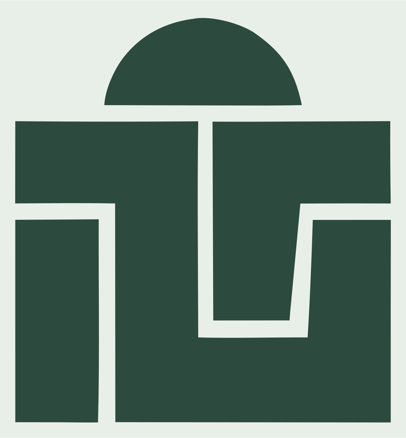 Brutalist Flat Top Domed Cupcake Mark #e8efe9/#2d4a3e