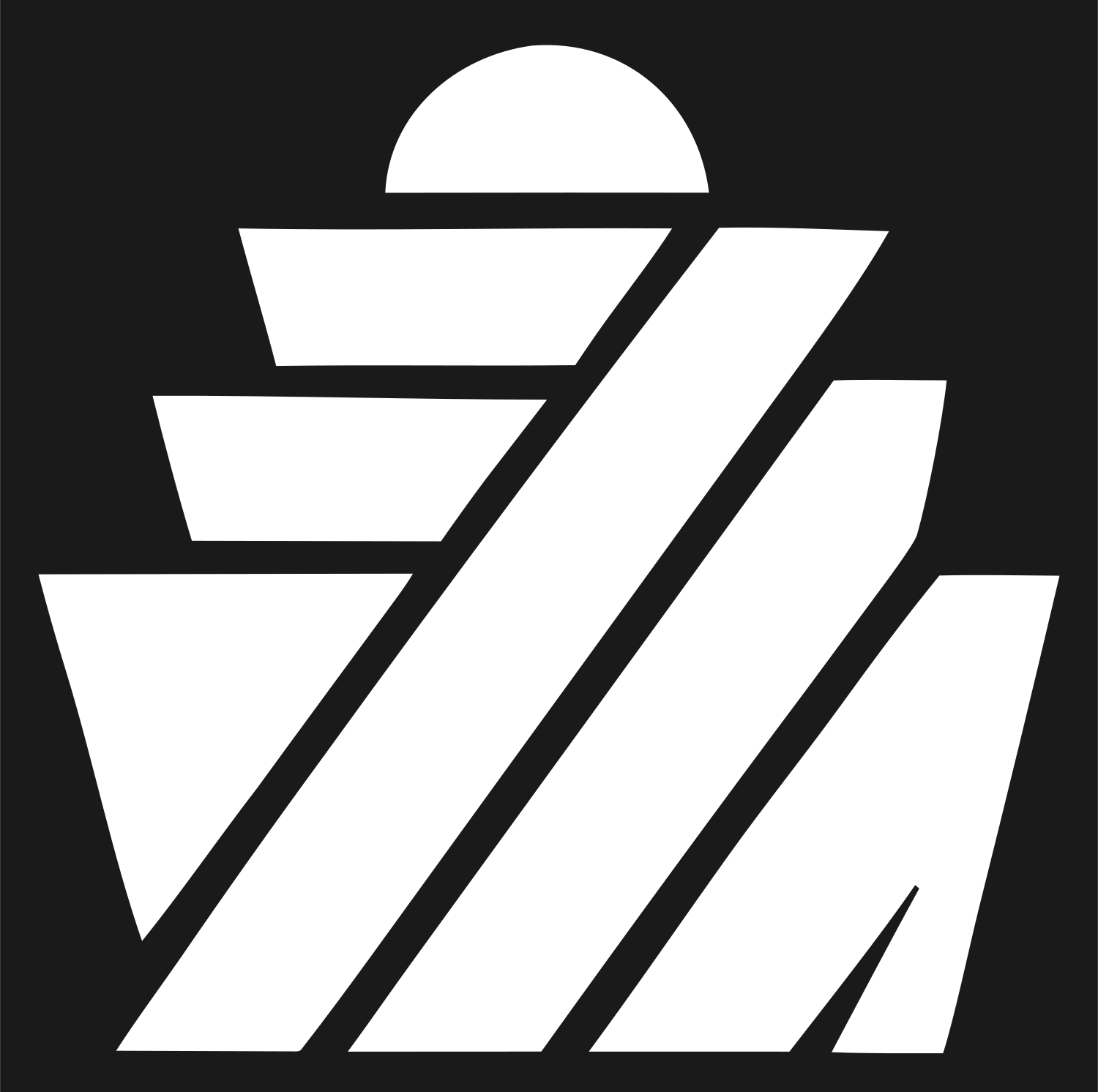 Brutalist Diagonal Stripe Tiered Cupcake Crest #1a1a1a/#ffffff