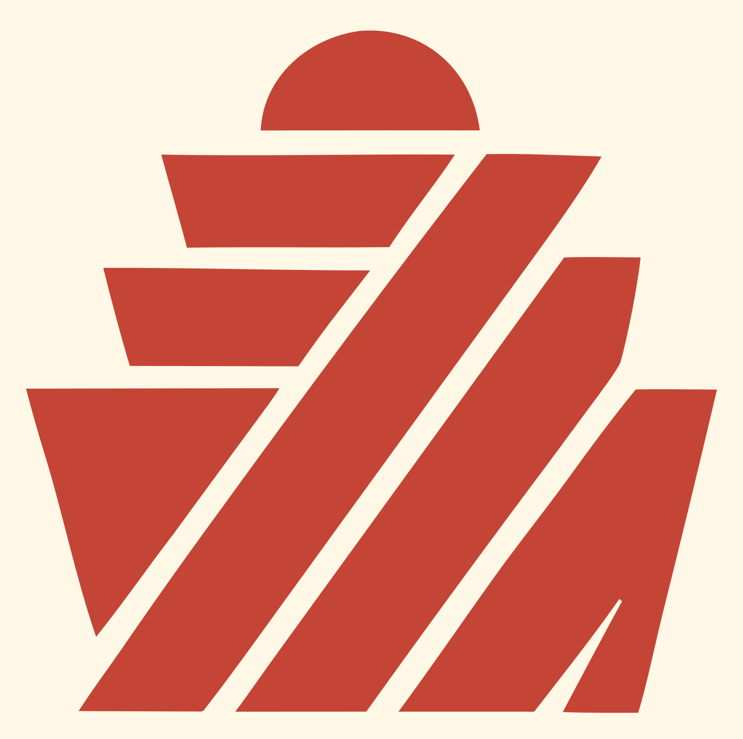 Brutalist Diagonal Stripe Tiered Cupcake Crest #fff8e7/#c44536