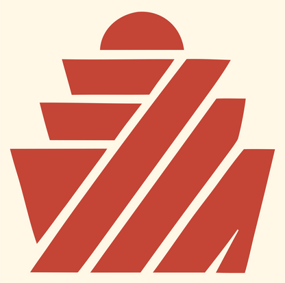 Brutalist Diagonal Stripe Tiered Cupcake Crest #fff8e7/#c44536