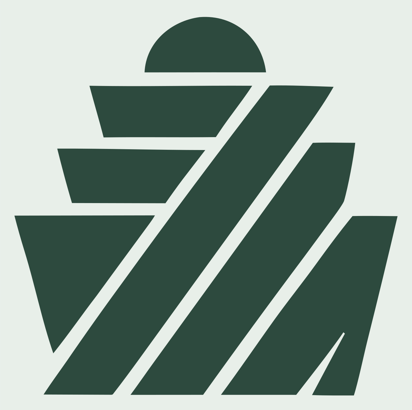 Brutalist Diagonal Stripe Tiered Cupcake Crest #e8efe9/#2d4a3e