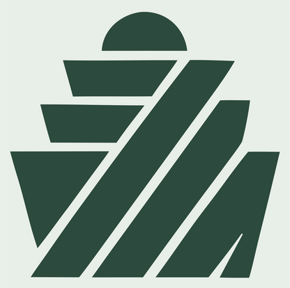 Brutalist Diagonal Stripe Tiered Cupcake Crest #e8efe9/#2d4a3e