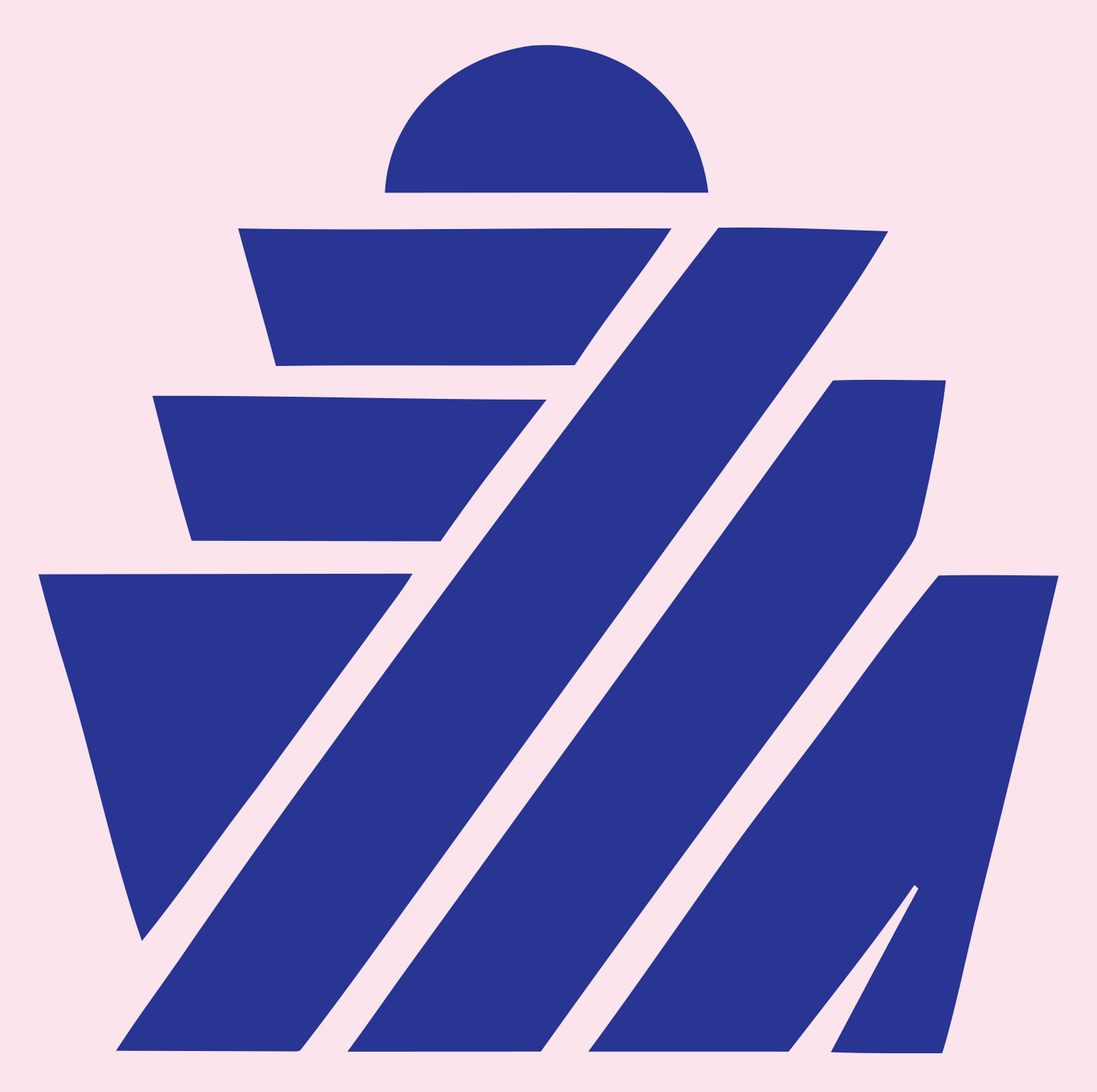 Brutalist Diagonal Stripe Tiered Cupcake Crest #fce4ec/#283593