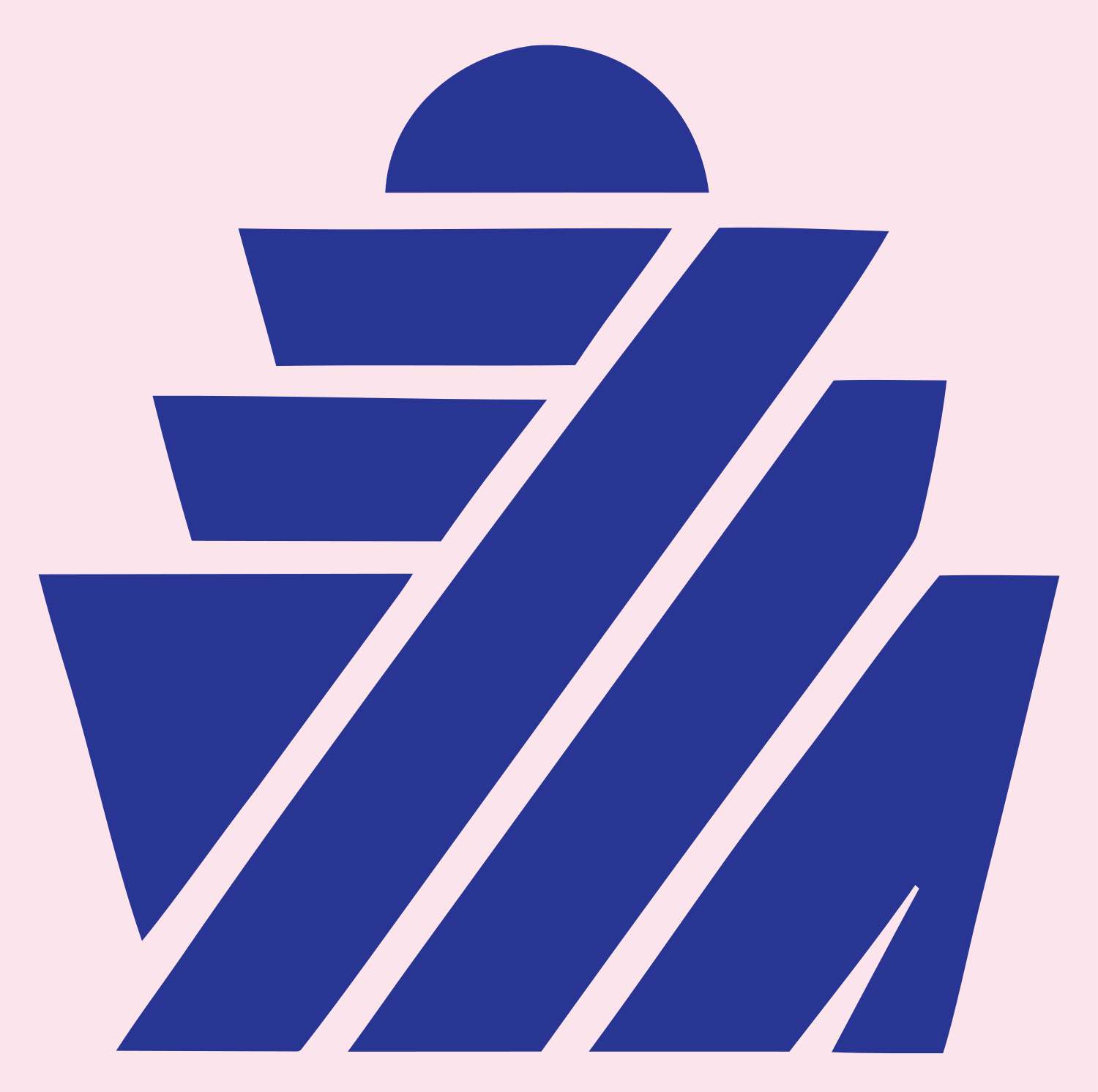 Brutalist Diagonal Stripe Tiered Cupcake Crest #fce4ec/#283593