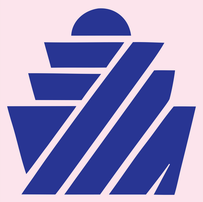 Brutalist Diagonal Stripe Tiered Cupcake Crest #fce4ec/#283593