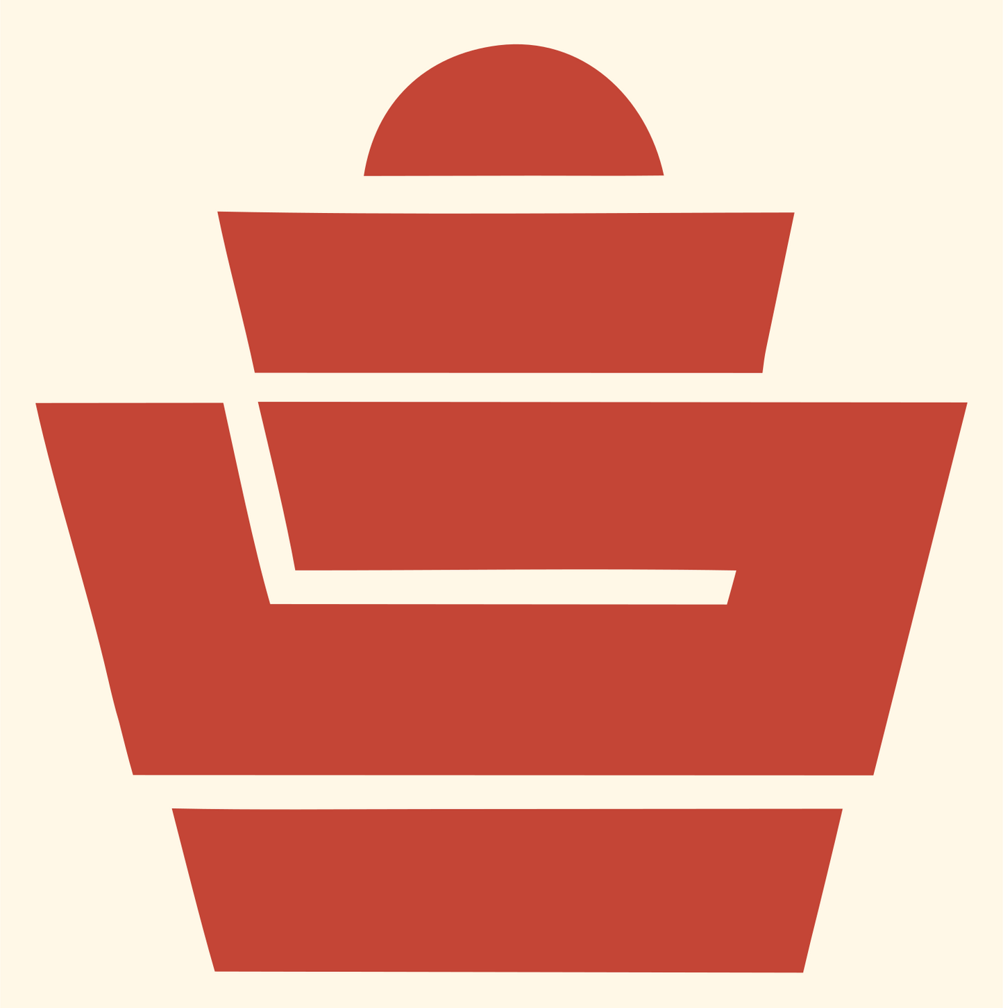 Brutalist Tiered Wrapper Cupcake Crest #fff8e7/#c44536