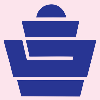Brutalist Tiered Wrapper Cupcake Crest #fce4ec/#283593