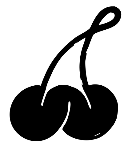 Hand-Drawn Knotted Stem Cherry Mark #ffffff/#000000