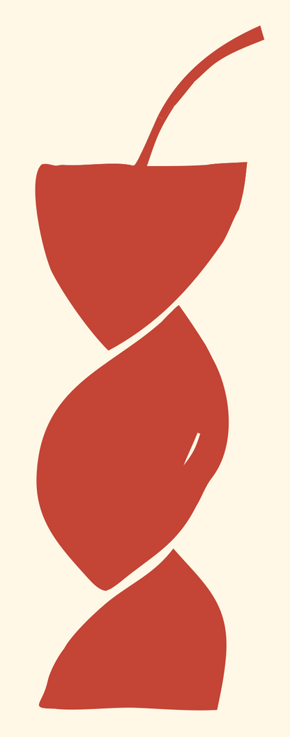 Hand-Drawn Twisted Stack Cherry Mark #fff8e7/#c44536