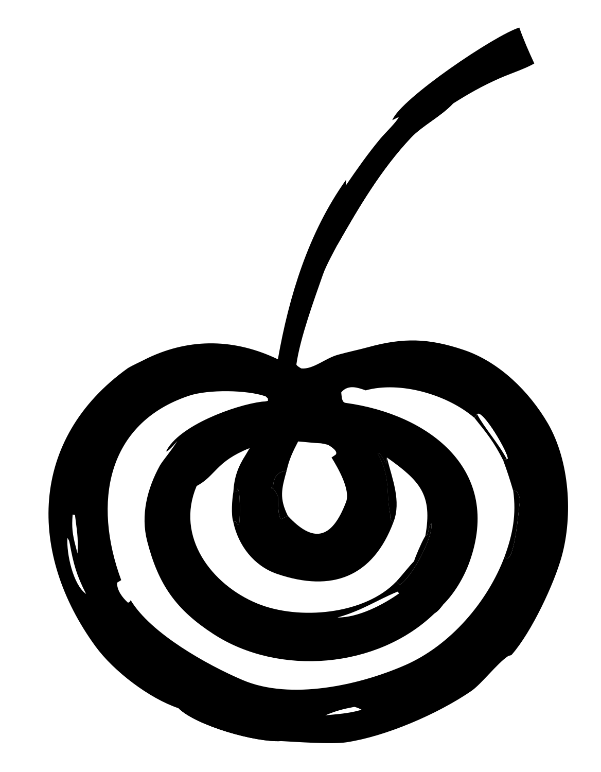 Hand-Drawn Spiral Swirl Cherry Mark #ffffff/#000000