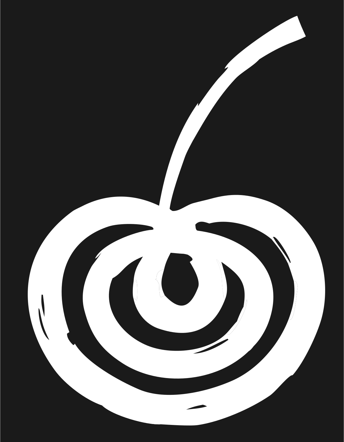 Hand-Drawn Spiral Swirl Cherry Mark #1a1a1a/#ffffff