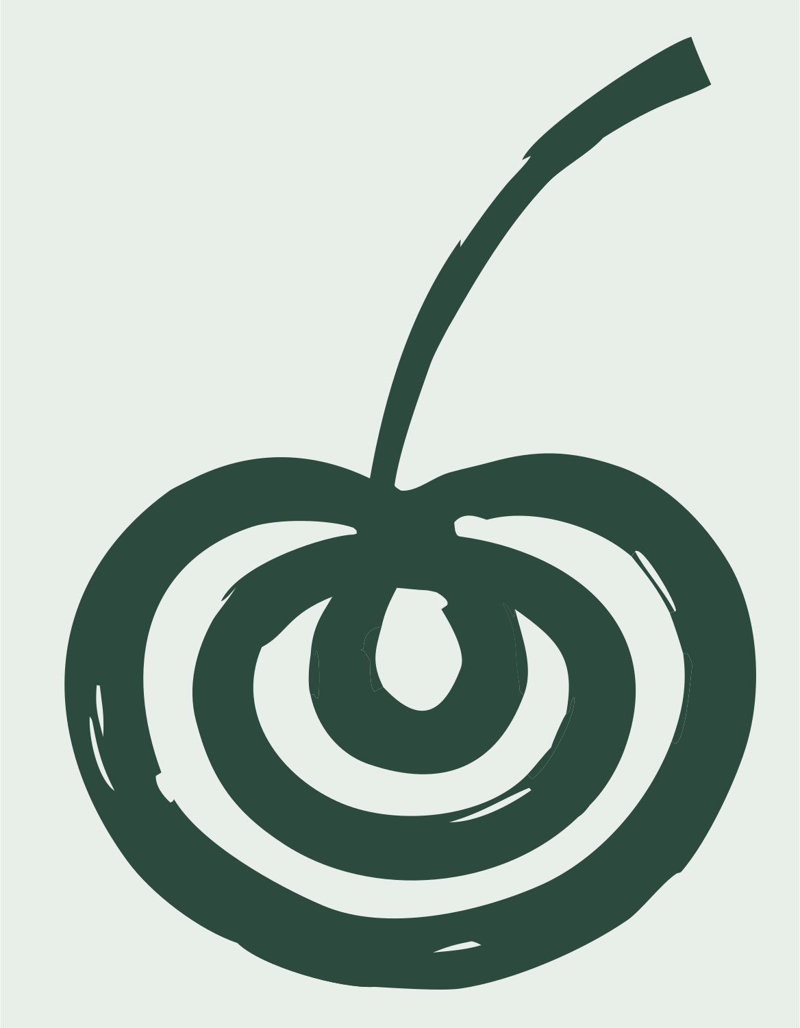 Hand-Drawn Spiral Swirl Cherry Mark #e8efe9/#2d4a3e