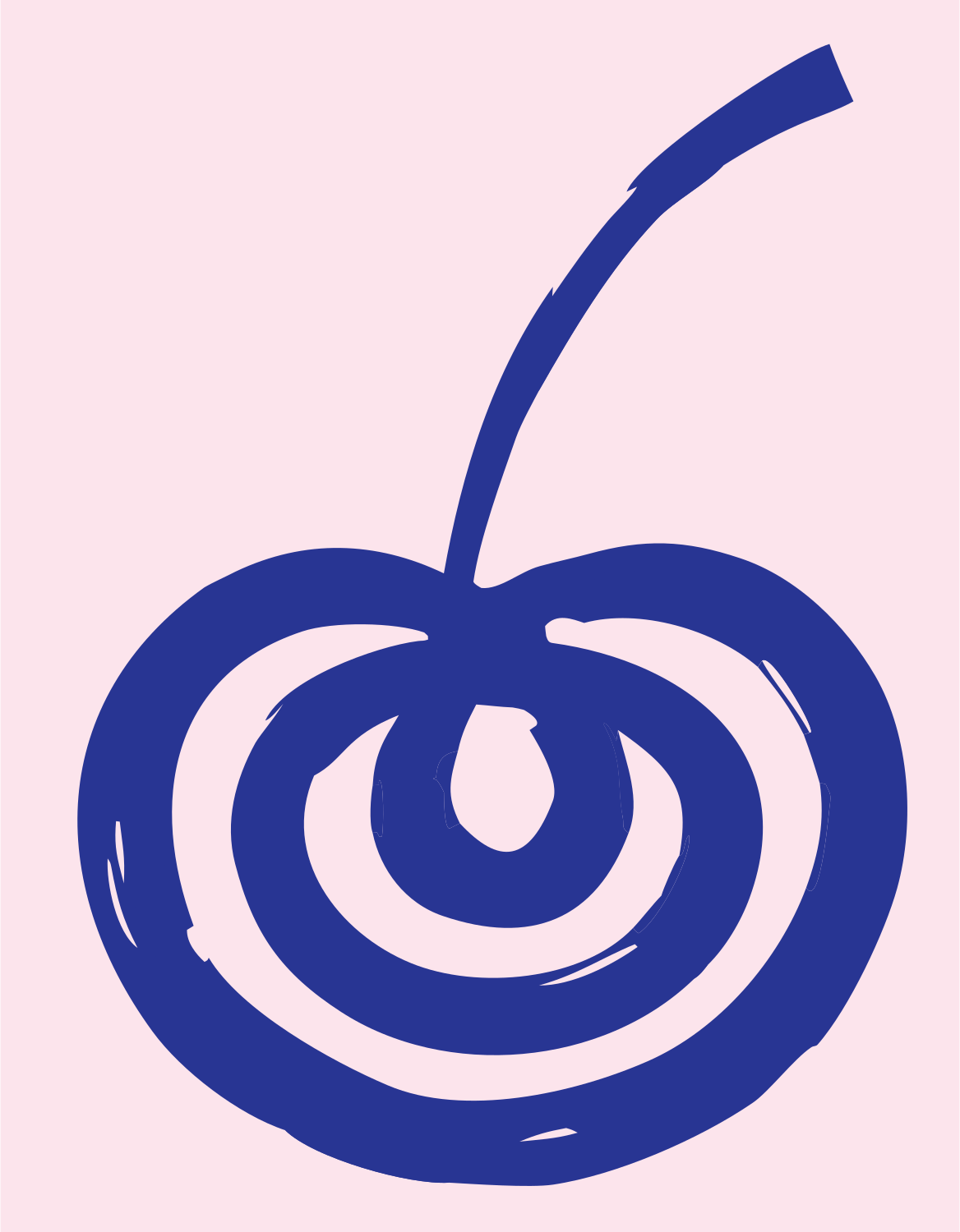 Hand-Drawn Spiral Swirl Cherry Mark #fce4ec/#283593