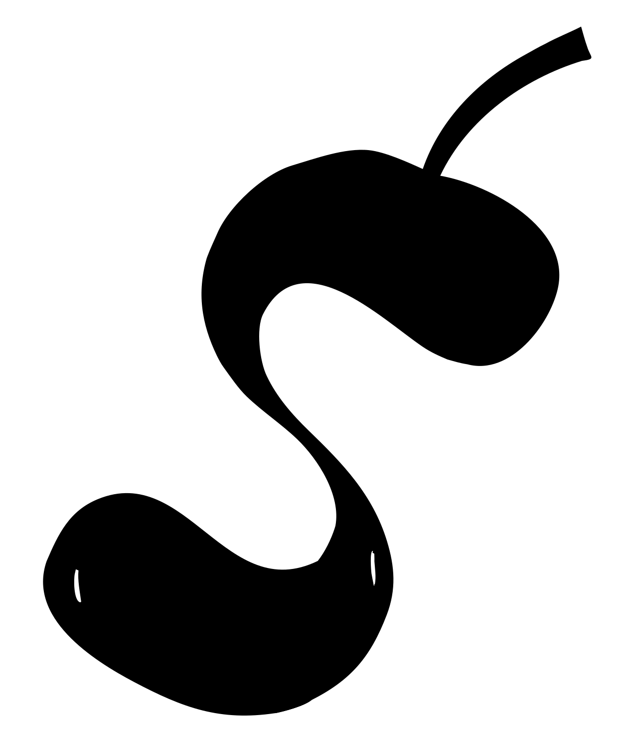 Hand-Drawn Fluid S-Curve Cherry Mark #ffffff/#000000