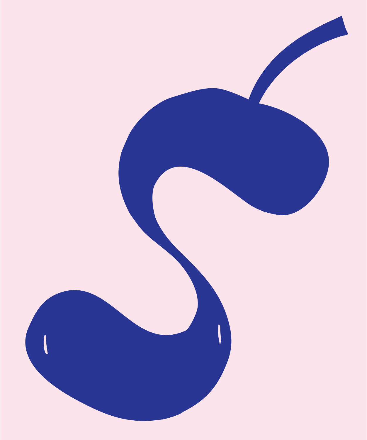Hand-Drawn Fluid S-Curve Cherry Mark #fce4ec/#283593