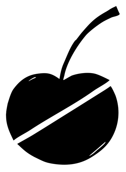 Hand-Drawn Sliced Single Cherry Badge