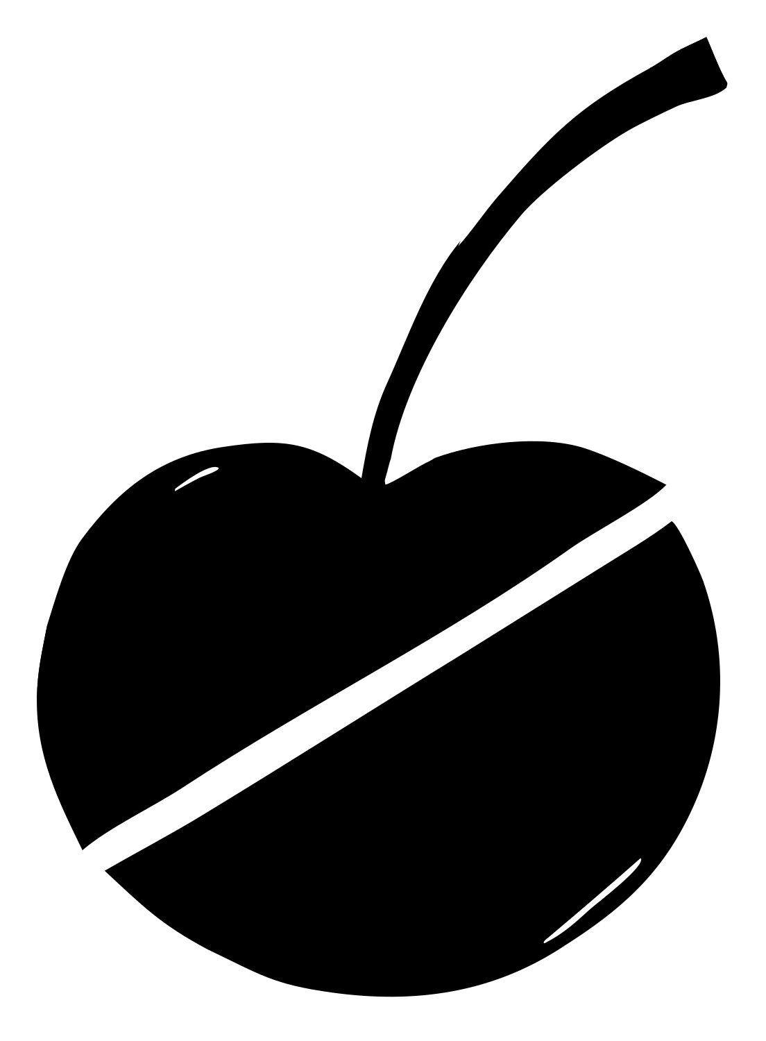 Hand-Drawn Sliced Single Cherry Badge #ffffff/#000000