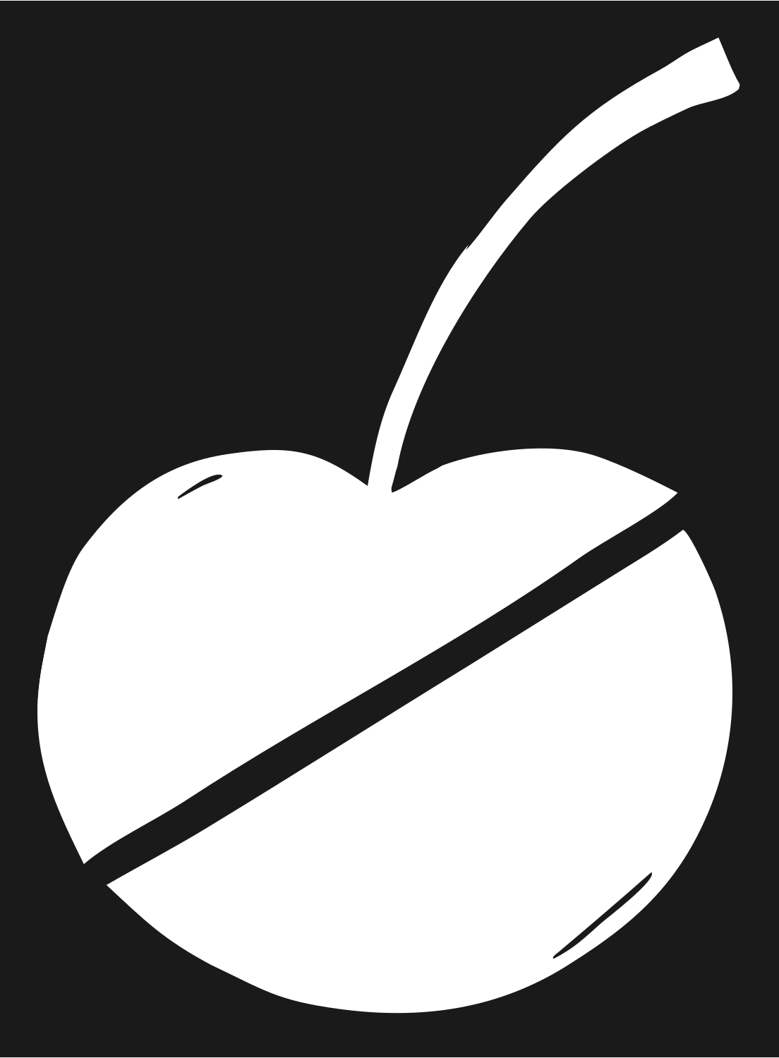 Hand-Drawn Sliced Single Cherry Badge #1a1a1a/#ffffff