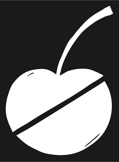 Hand-Drawn Sliced Single Cherry Badge #1a1a1a/#ffffff