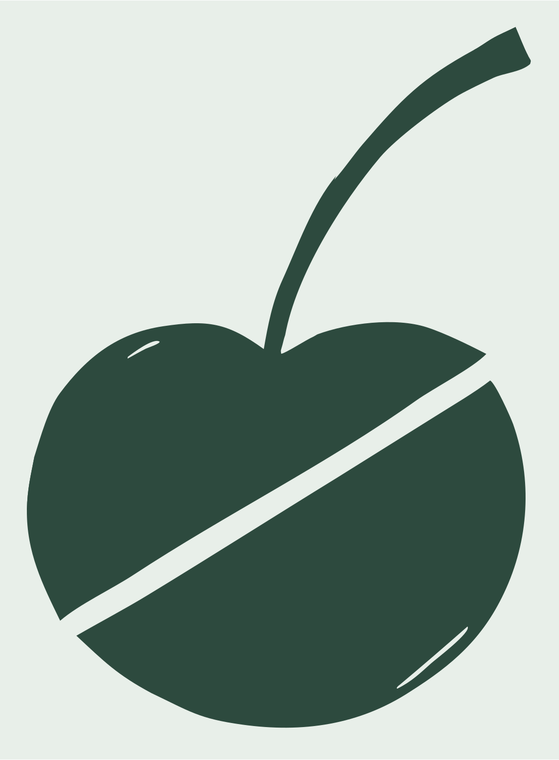 Hand-Drawn Sliced Single Cherry Badge #e8efe9/#2d4a3e