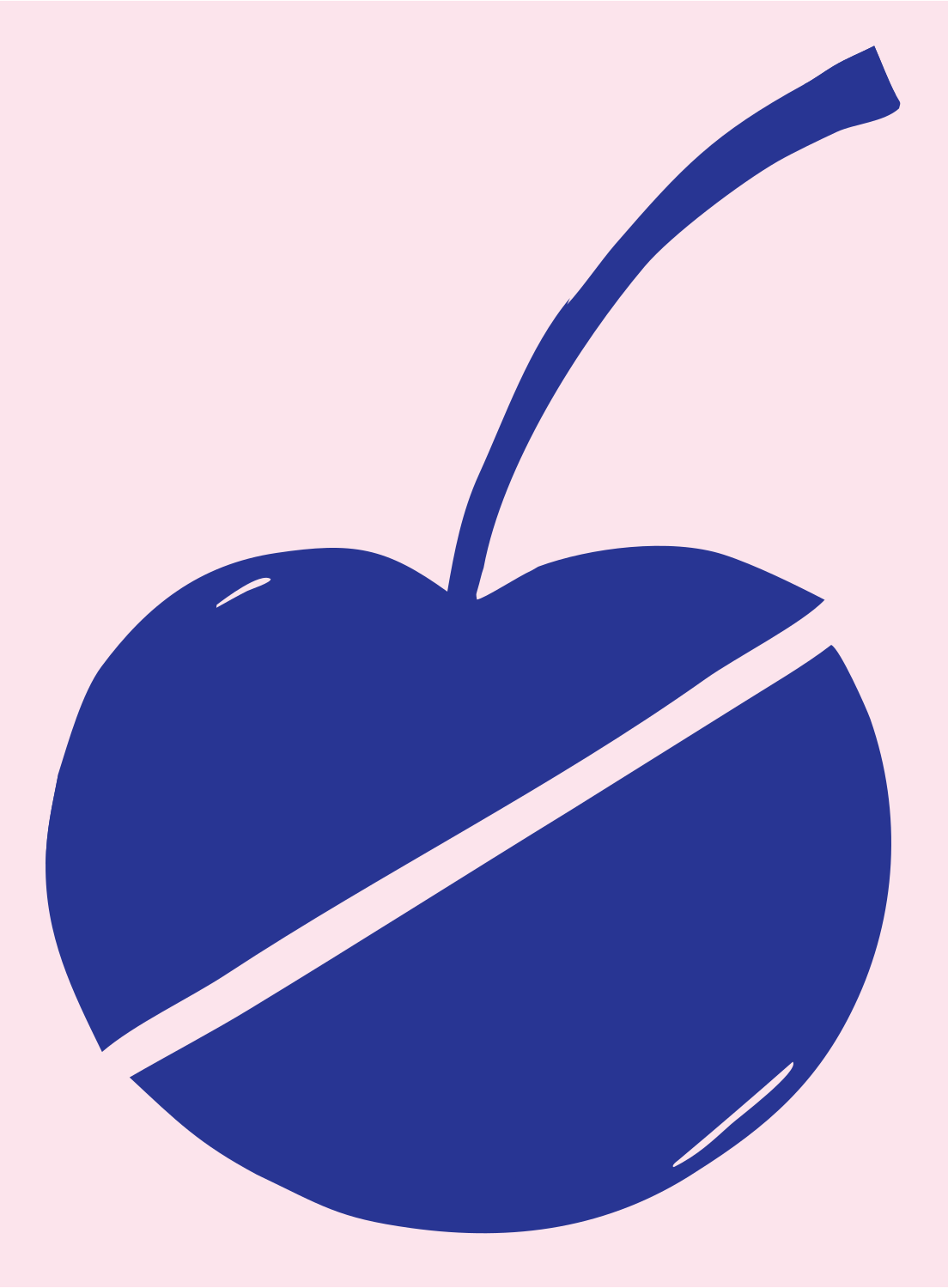 Hand-Drawn Sliced Single Cherry Badge #fce4ec/#283593
