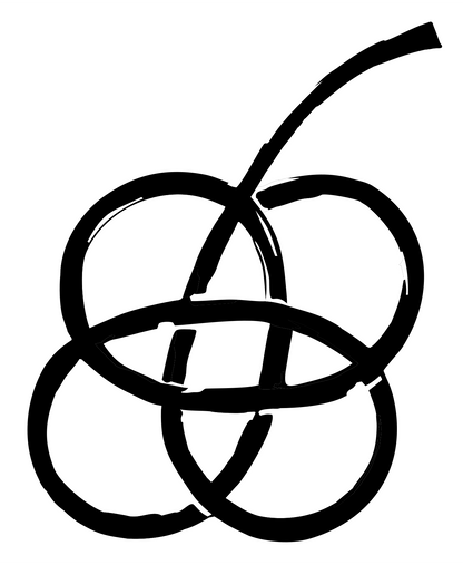 Hand-Drawn Looping Cluster Cherry Crest #ffffff/#000000