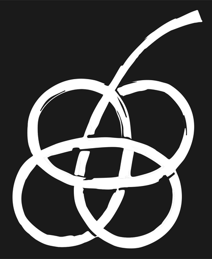 Hand-Drawn Looping Cluster Cherry Crest #1a1a1a/#ffffff