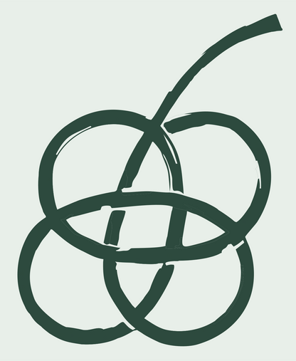 Hand-Drawn Looping Cluster Cherry Crest #e8efe9/#2d4a3e