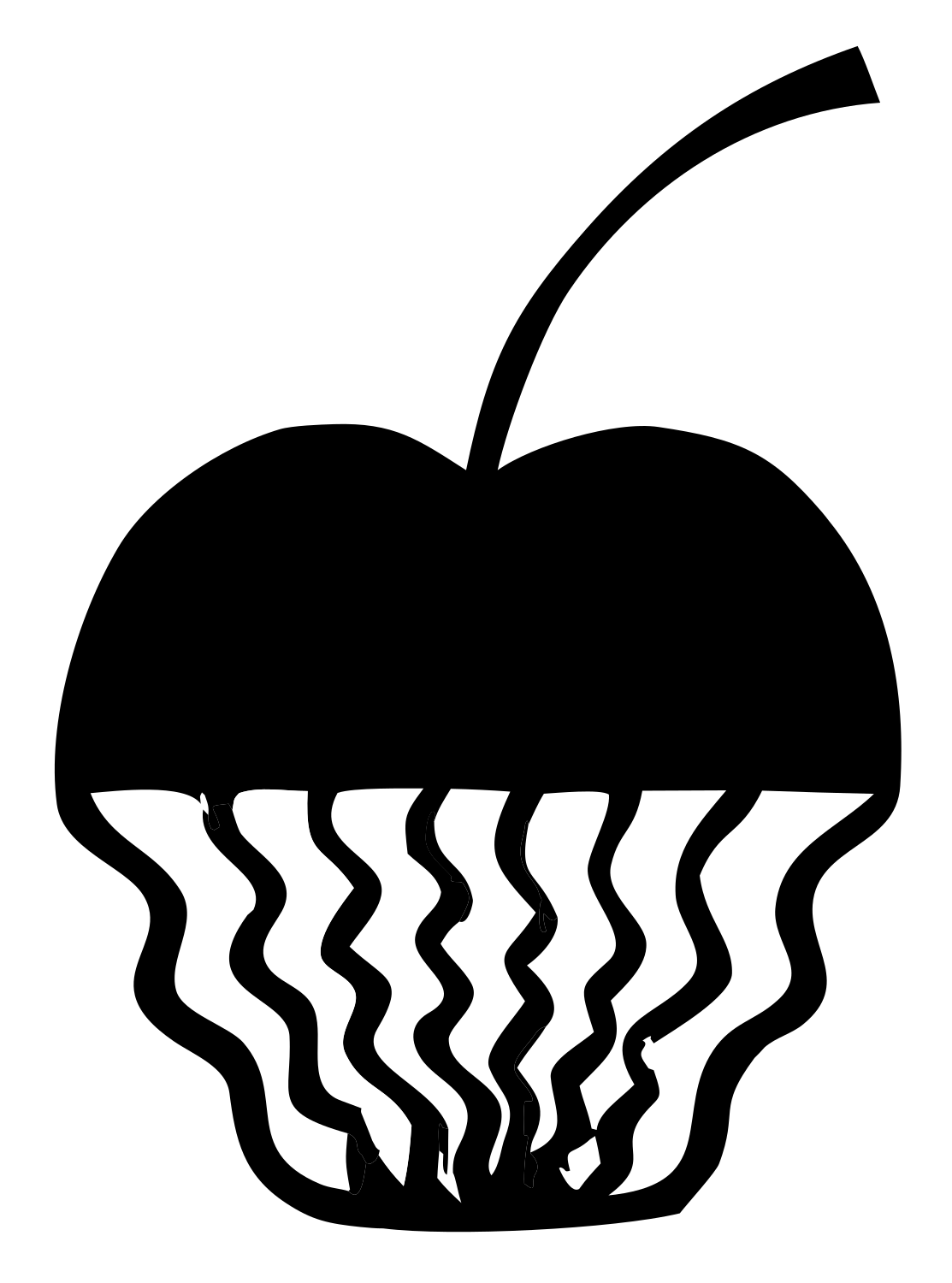 Hand-Drawn Jellyfish Tentacle Cherry Icon #ffffff/#000000