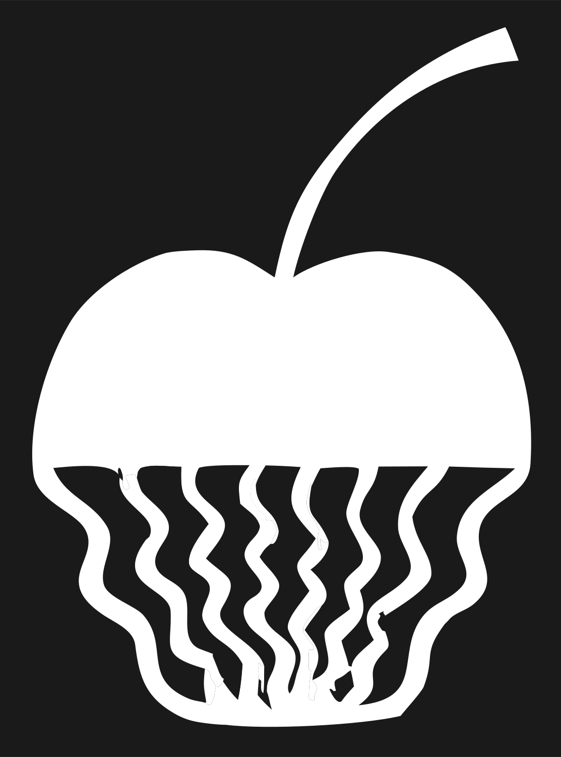 Hand-Drawn Jellyfish Tentacle Cherry Icon #1a1a1a/#ffffff
